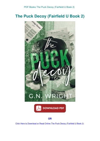 PDF Books The Puck Decoy (Fairfield U Book 2)