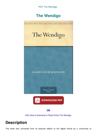 PDF The Wendigo