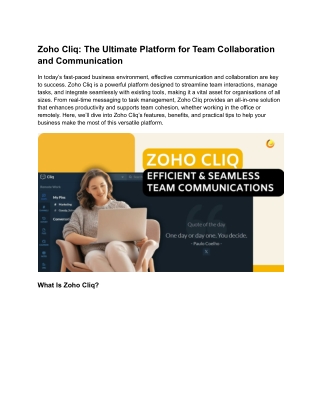 Zoho Cliq_ The Ultimate Platform for Team Collaboration and Communication