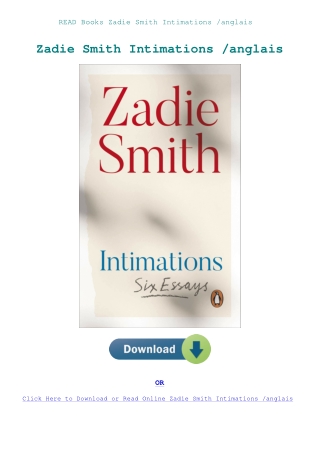 READ Books Zadie Smith Intimations anglais