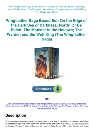 PDF Wingfeather Saga Boxed Set On the Edge of the Dark Sea of Darkness; North! Or Be Eaten; The Mons