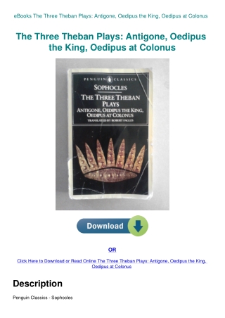 eBooks The Three Theban Plays Antigone  Oedipus the King  Oedipus at Colonus