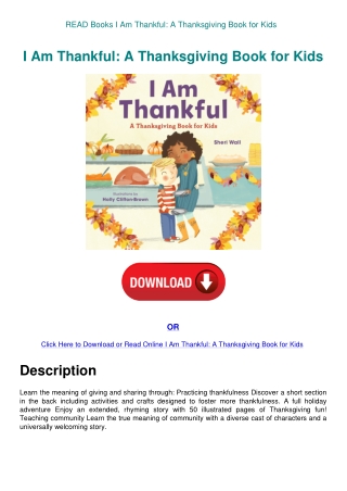 READ Books I Am Thankful A Thanksgiving Book for Kids