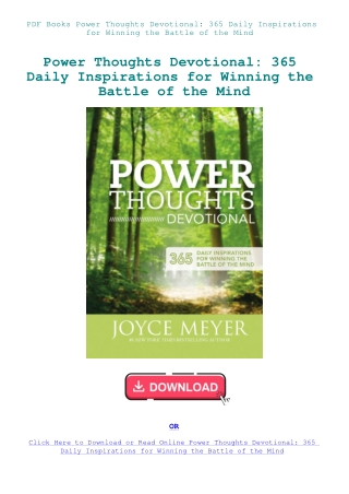 PDF Books Power Thoughts Devotional 365 Daily Inspirations for Winning the Battle of the Mind
