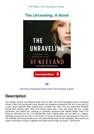 PDF Books The Unraveling A Novel