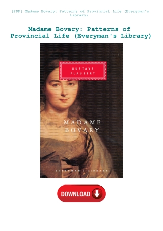 [PDF] Madame Bovary Patterns of Provincial Life (Everyman's Library)
