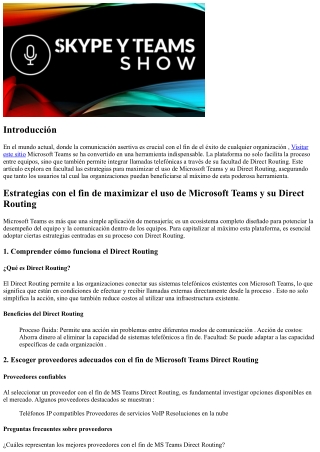 Estrategias  a fin de maximizar el uso de Microsoft Teams y su Direct Routing