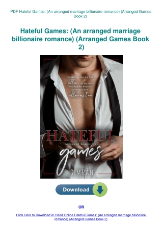 PDF Hateful Games (An arranged marriage billionaire romance) (Arranged Games Book 2)