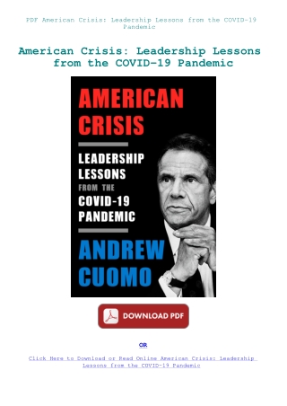 PDF American Crisis Leadership Lessons from the COVID-19 Pandemic