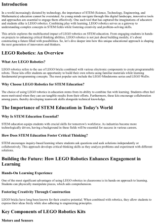 Building the Future: How LEGO Robotics is Shaping STEM Education