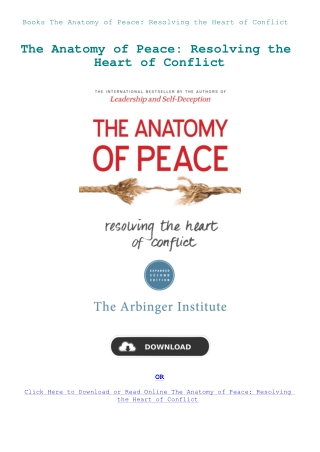 Books The Anatomy of Peace Resolving the Heart of Conflict