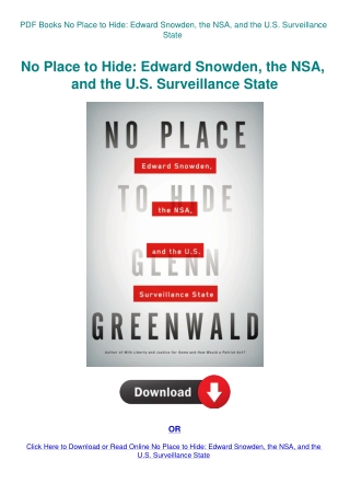 PDF Books No Place to Hide Edward Snowden  the NSA  and the U.S. Surveillance State