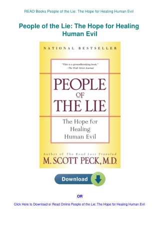 READ Books People of the Lie The Hope for Healing Human Evil