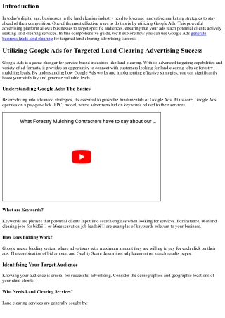 Utilizing Google Ads for Targeted Land Clearing Advertising Success