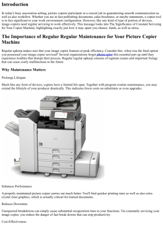The Relevance of Normal Upkeep for Your Photo Copier Maker