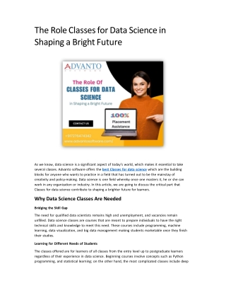 The Role Classes for Data Science in Shaping a Bright Future