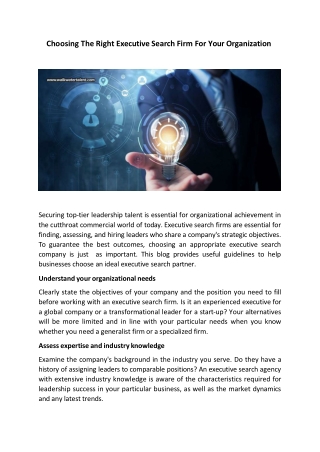 Choosing The Right Executive Search Firm For Your Organization