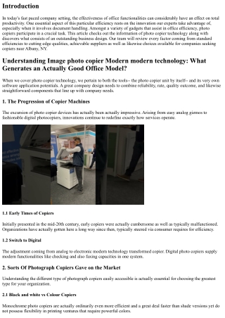 Understanding Copier Modern Technology: What Creates a Really Good Commercial Ve