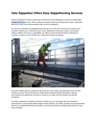 Oslo Søppeltaxi Offers Easy Søppelhenting Services