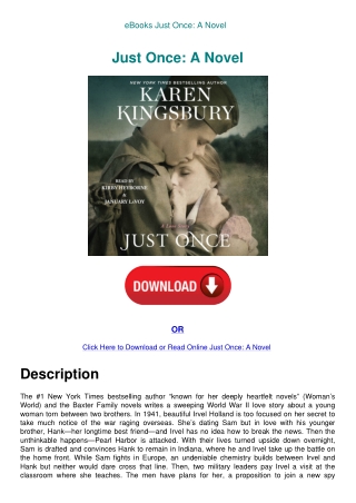 eBooks Just Once A Novel