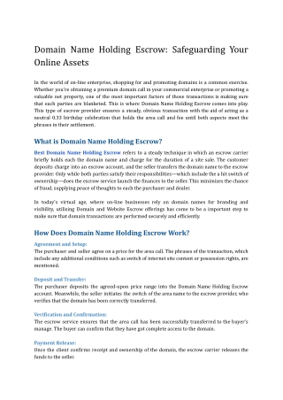 Domain Name Holding Escrow_ Safeguarding Your Online Assets