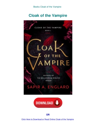 Books Cloak of the Vampire