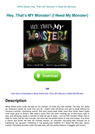 READ Books Hey  That's MY Monster! (I Need My Monster)