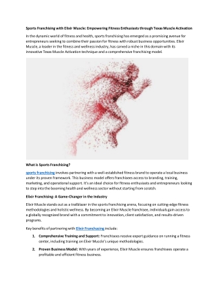 Sports Franchising with Elixir Muscle - Empowering Fitness Enthusiasts through Texas Muscle Activation