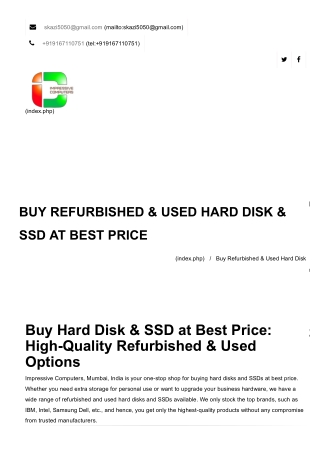 Refurbished & Used Hard Disk & SSD At Best Price in Mumbai.