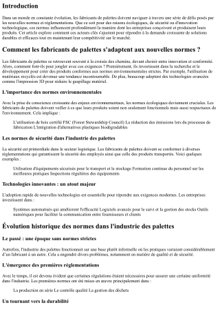Comment les fabricants de palettes s'adaptent aux nouvelles normes ?