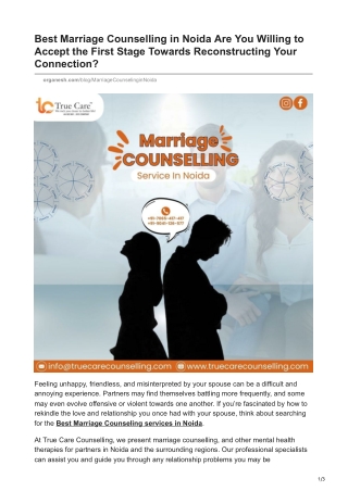 Best Marriage Counselling in Noida