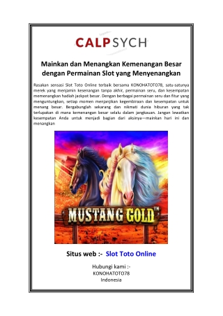 Mainkan dan Menangkan Kemenangan Besar dengan Permainan Slot yang Menyenangkan