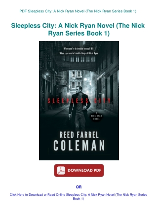 PDF Sleepless City A Nick Ryan Novel (The Nick Ryan Series Book 1)