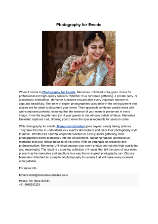 Photography for Events