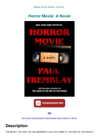 Books Horror Movie A Novel