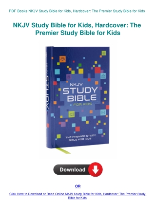 PDF Books NKJV Study Bible for Kids  Hardcover The Premier Study Bible for Kids