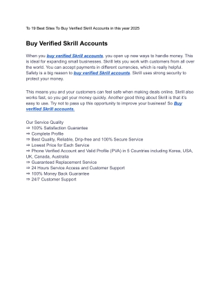 To 19 Best Sites To Buy Verified Skrill Accounts in this year 2025