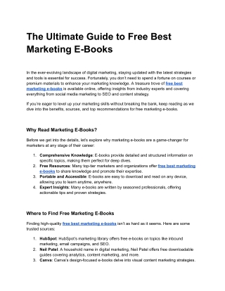 The Ultimate Guide to Free Best Marketing E-Books