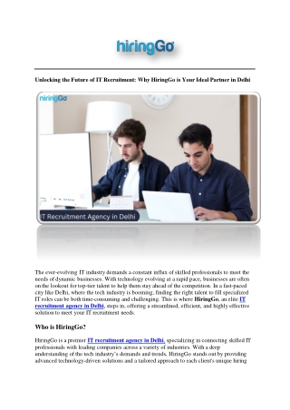 Top IT Recruitment Agency in Delhi - HiringGo