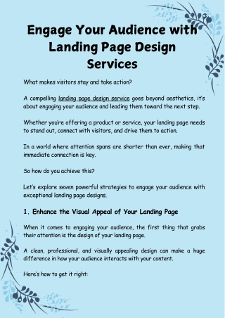 Engage Your Audience with Landing Page Design Services