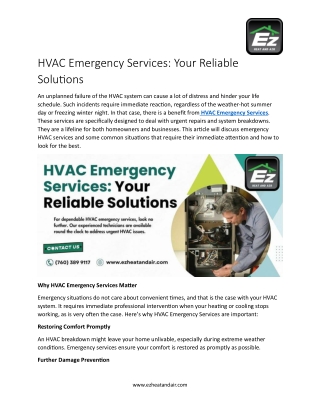 HVAC Emergency Services, Your Reliable Solutions