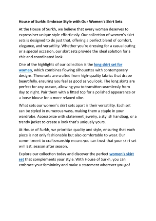 House of Surkh- Women skirt set