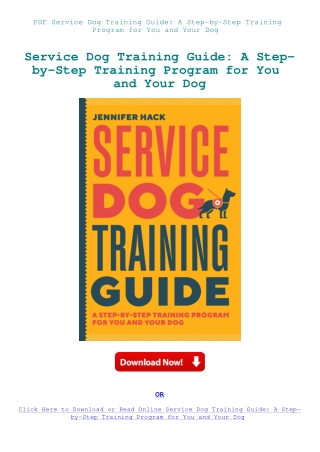 PDF Service Dog Training Guide A Step-by-Step Training Program for You and Your Dog