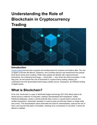 Understanding the Role of Blockchain in Cryptocurrency Trading