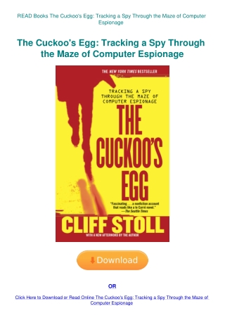 READ Books The Cuckoo's Egg Tracking a Spy Through the Maze of Computer Espionage