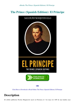 eBooks The Prince (Spanish Edition) El Principe