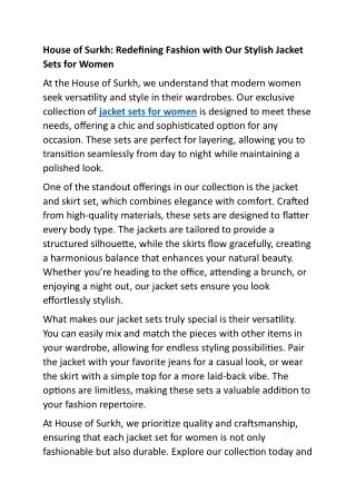 House of Surkh- Jacket Set for women