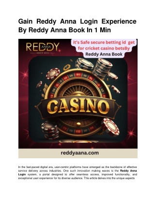Gain Reddy Anna Login Experience By Reddy Anna Book In 1 Min
