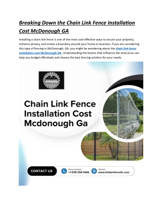Breaking Down the Chain Link Fence Installation Cost McDonough GA
