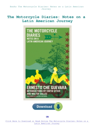 Books The Motorcycle Diaries Notes on a Latin American Journey